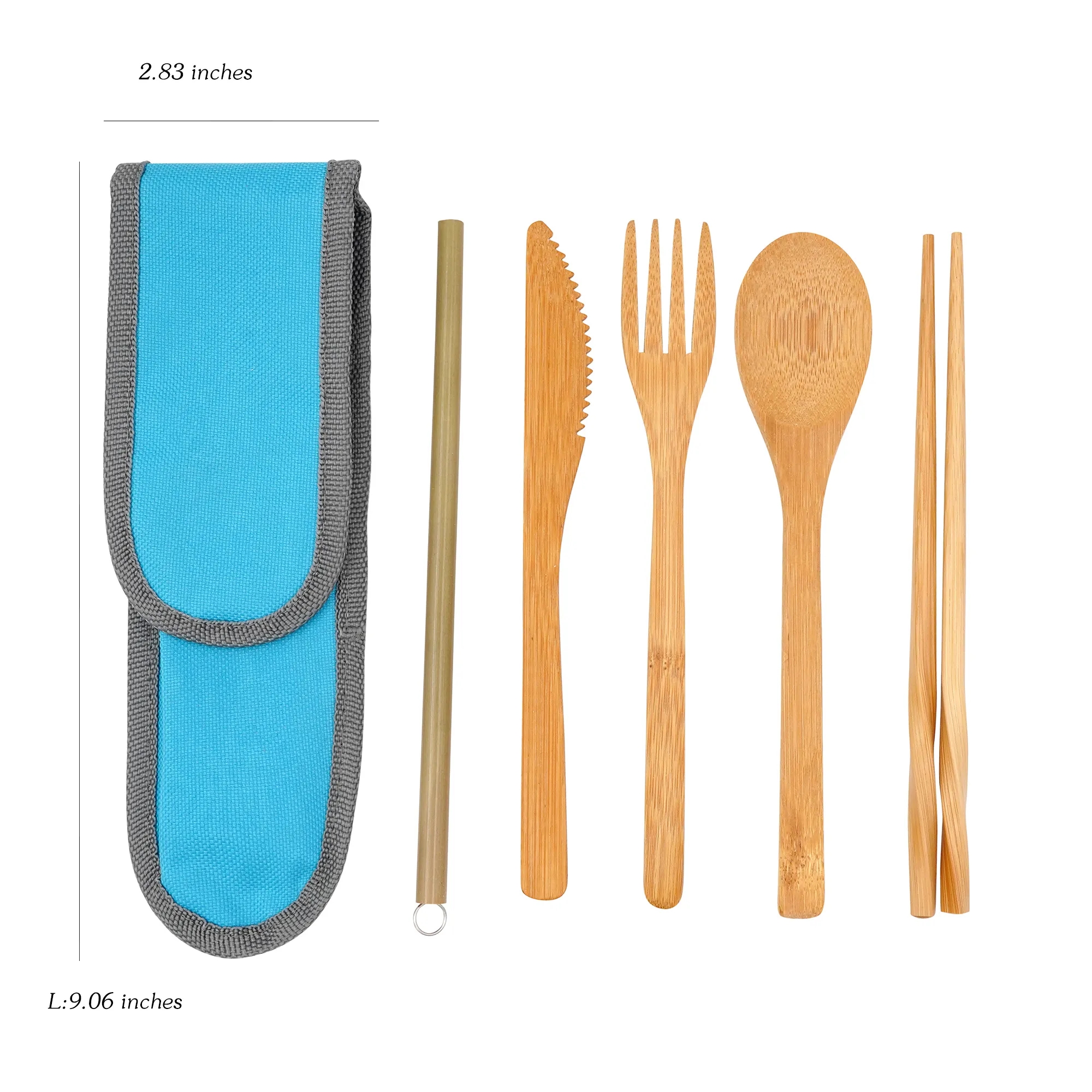 Custom Logo Bamboo Tableware Portable Set Outdoor Camping 10