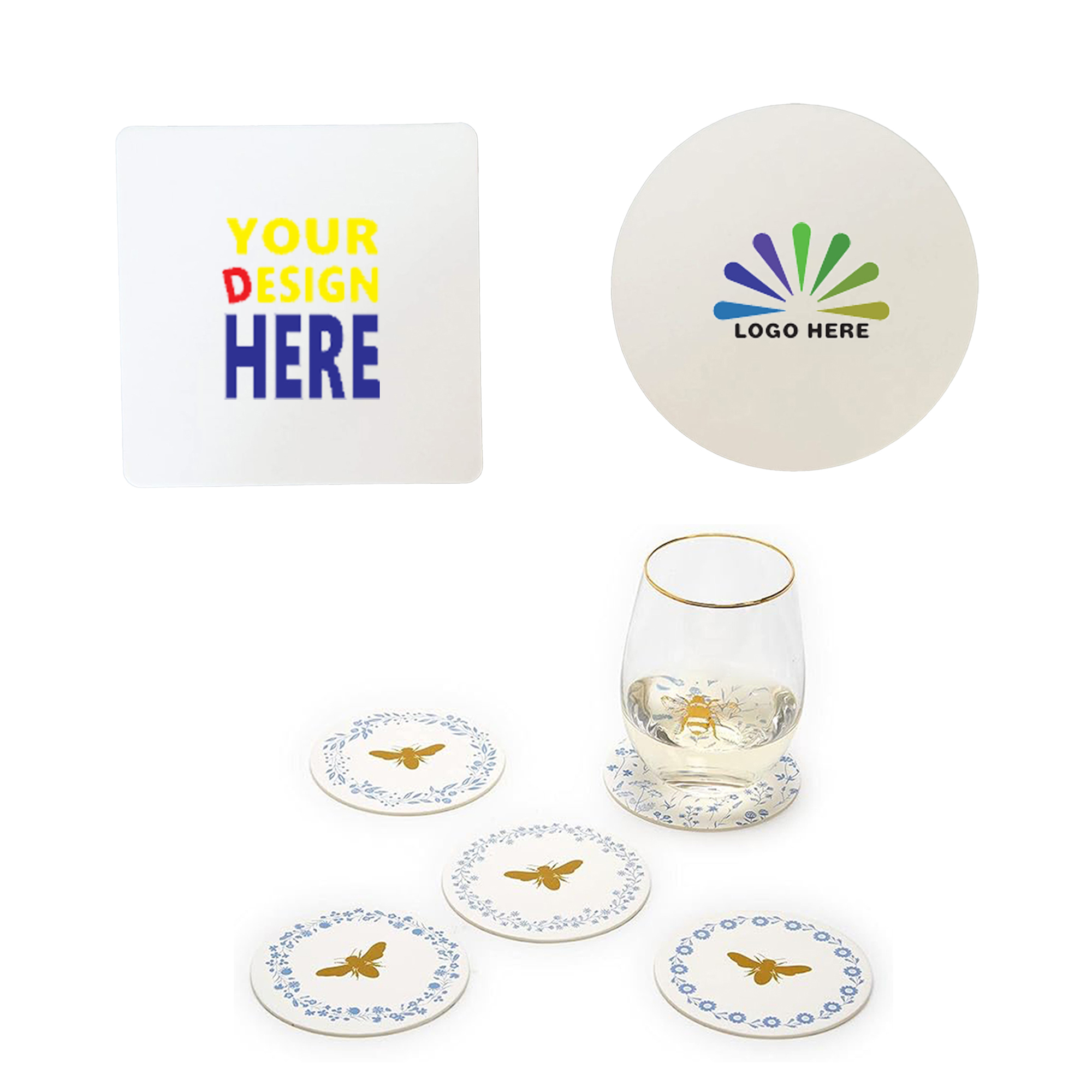 Double-Sided Full-Color Printed Paper Absorbent Coasters