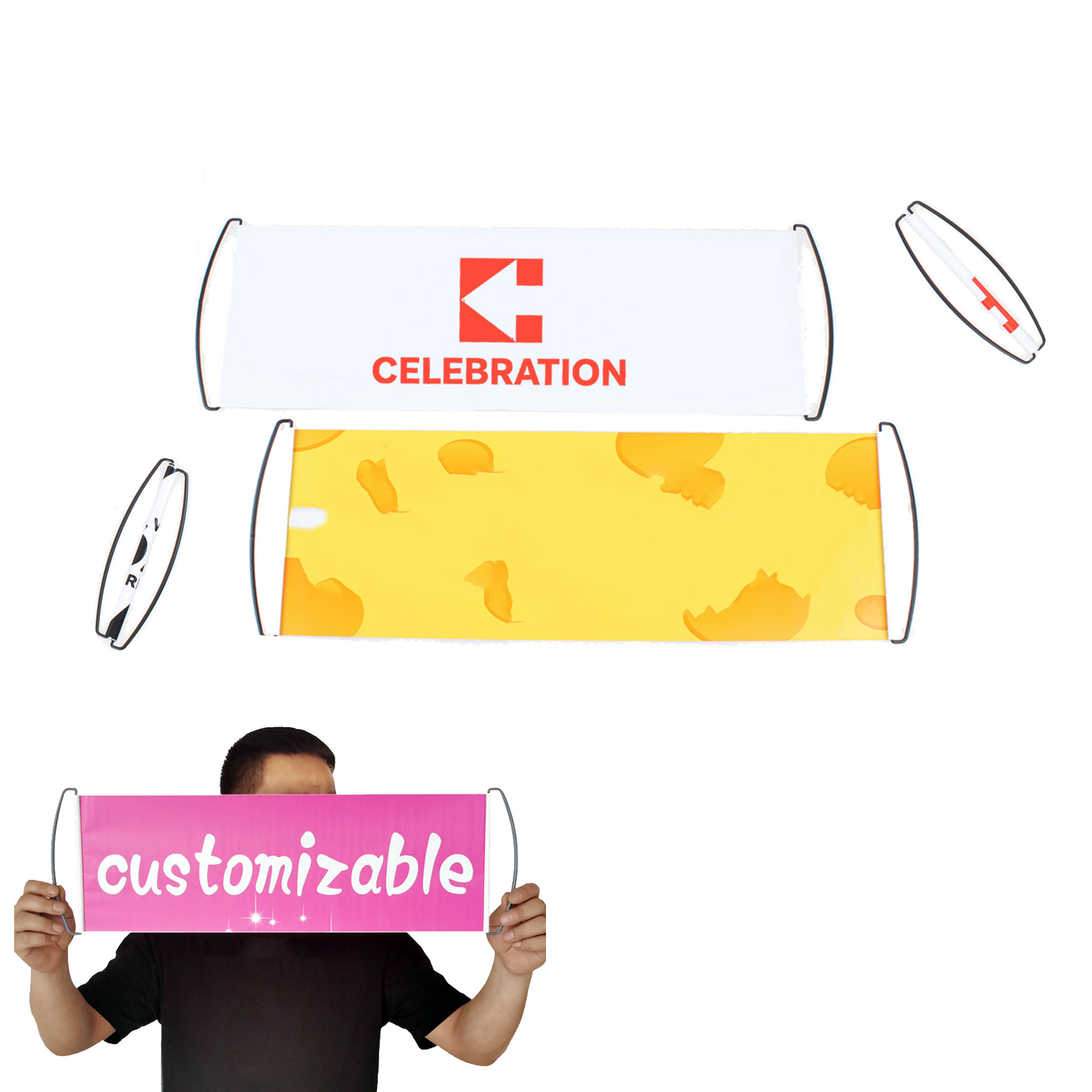 Customized Retractable Hand Held Flag 4