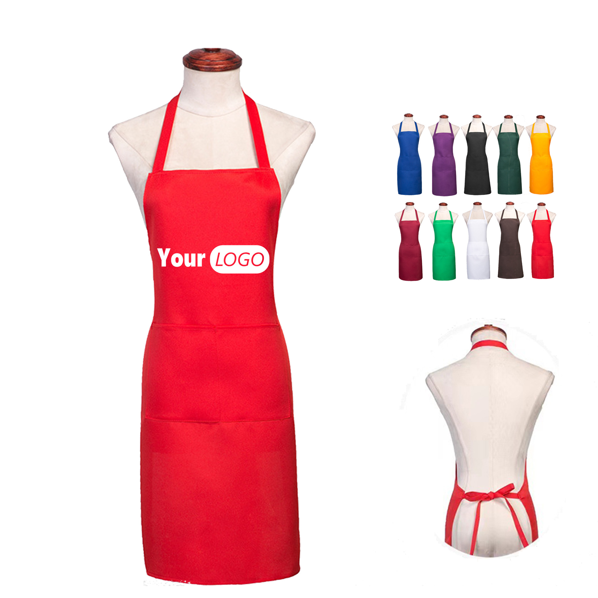 Kitchen Neck-Style Cooking Apron With Pockets