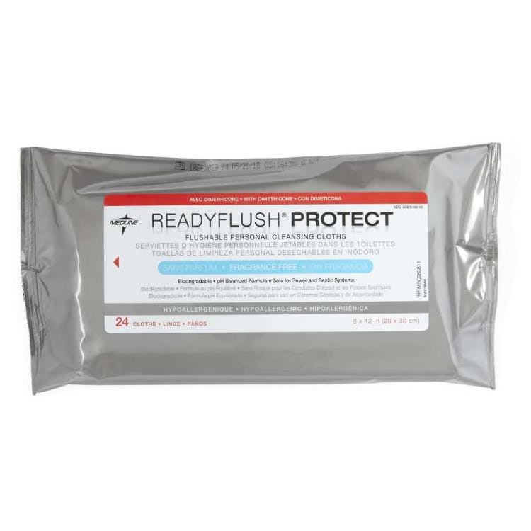 ReadyFlush Flushable Personal Cleansing Cloths - 8" x 12" 24 per Pack