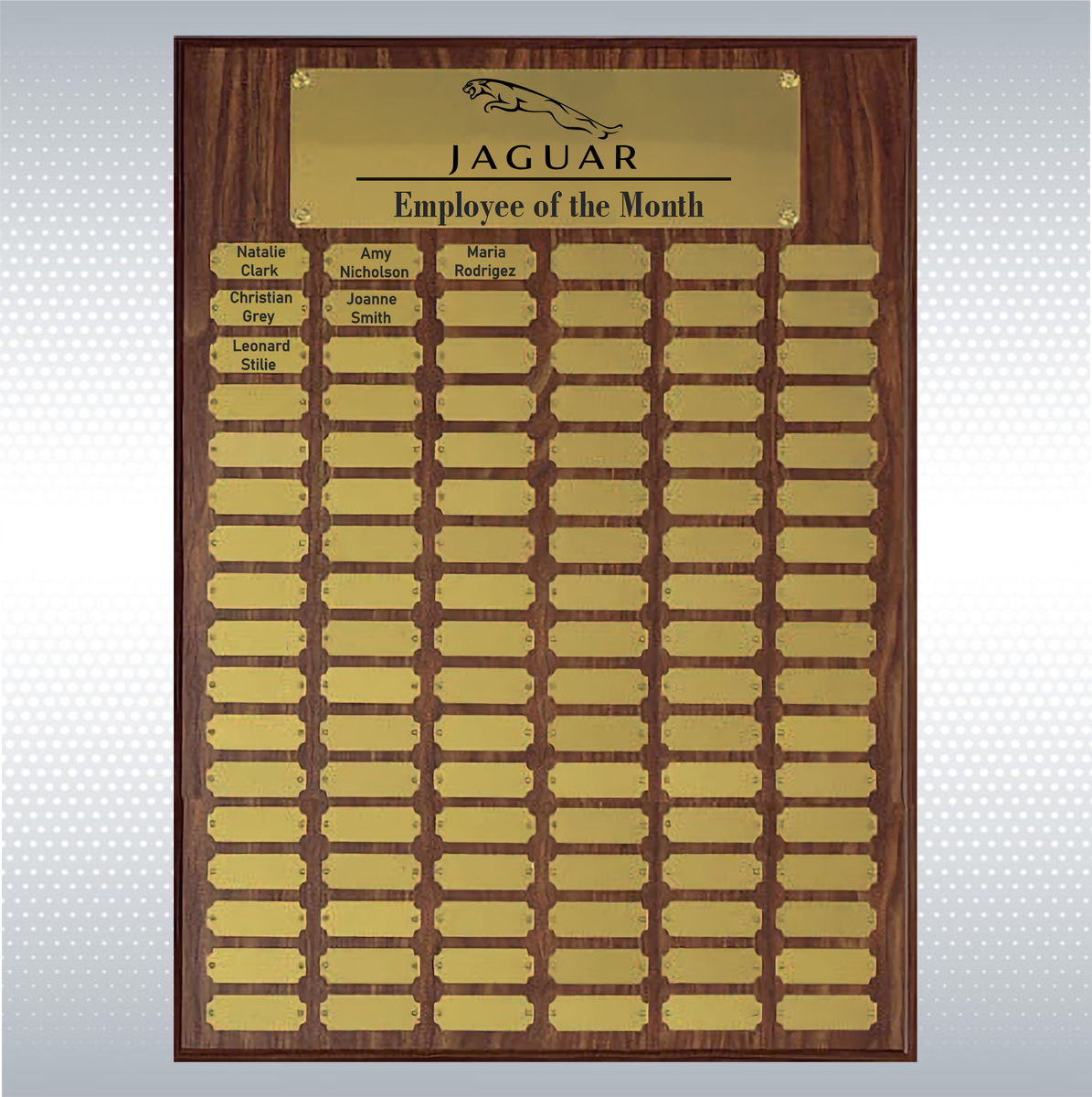 Walnut Perpetual Plaque w/102 Brass Plates (18"x24") 7