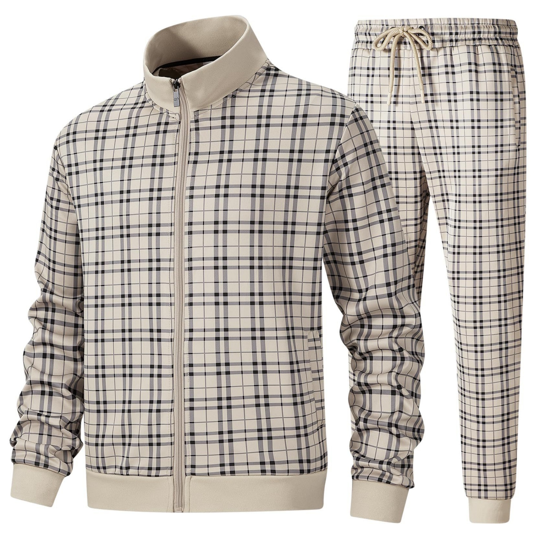 Mens Plaid Track Suits Anti Pilling Sports Wear Jacket Pants Custom 21