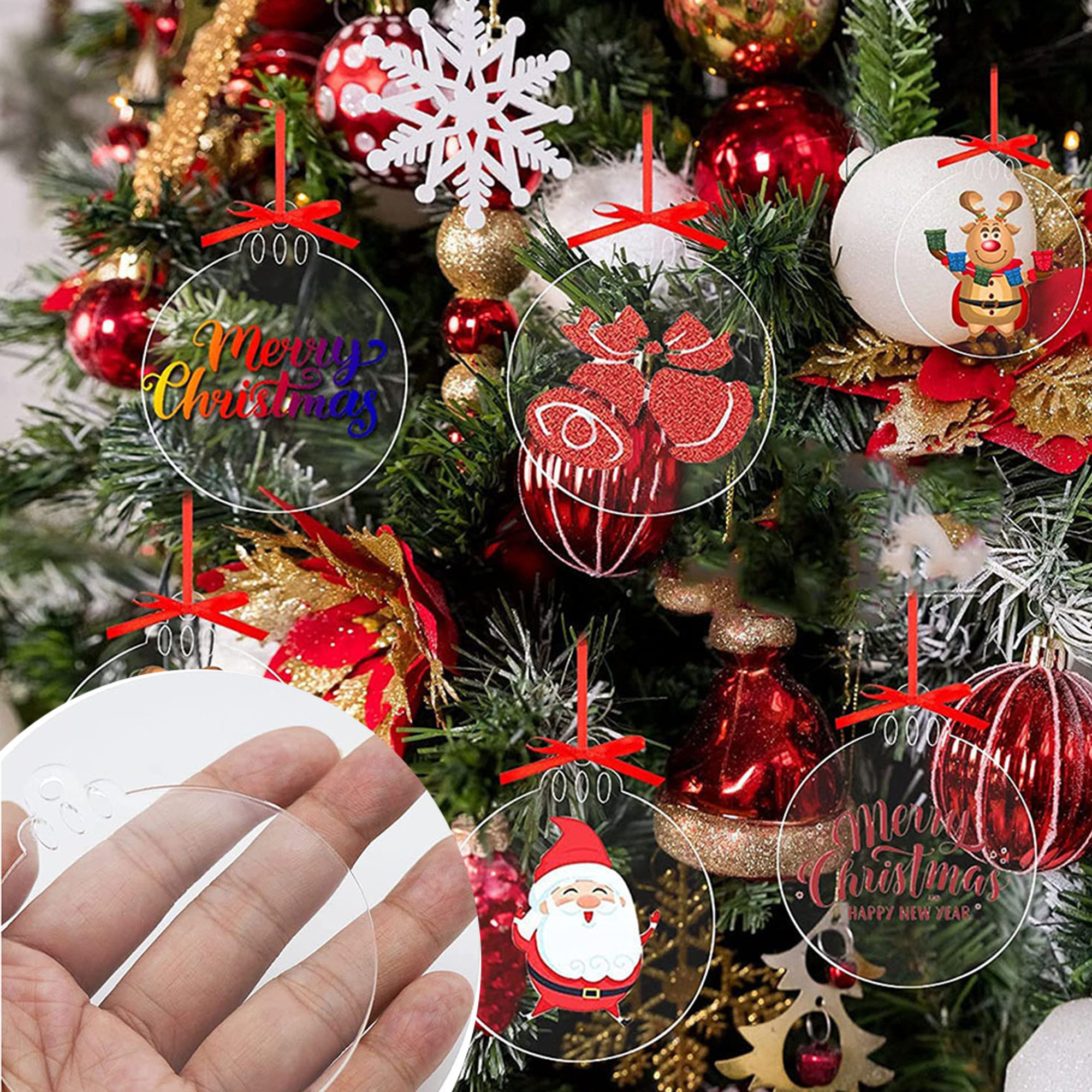 Custom Full-Color Printable Transparent Acrylic Christmas Ball Ornament 6