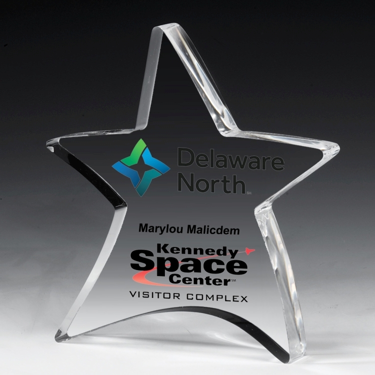 3/4” Thick Moving Star Paperweight - 4-1/2” x 5” -2053S (Screen Print) 14