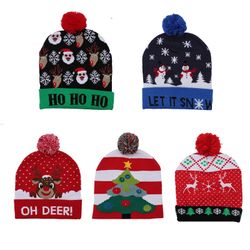 LED Winter Beanie, Blinky Snowman Hats