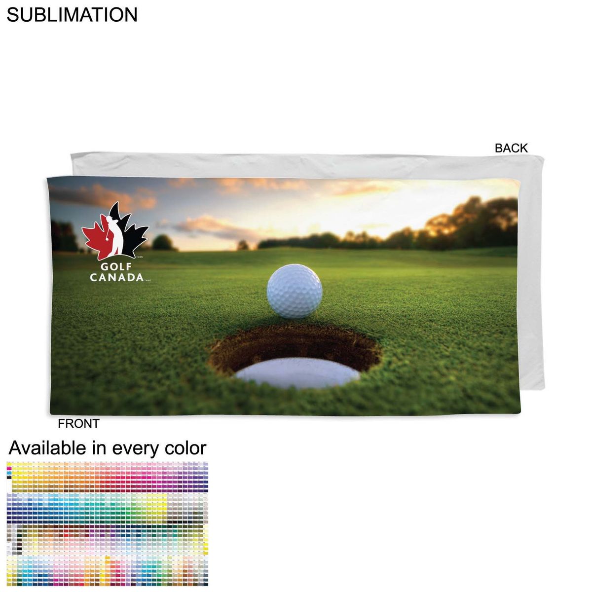 fiel Golf Caddie Towel Extra Large in Plush Velour Terry 24"x48" Sublimated Edge to Edge 1 side #SU631-16