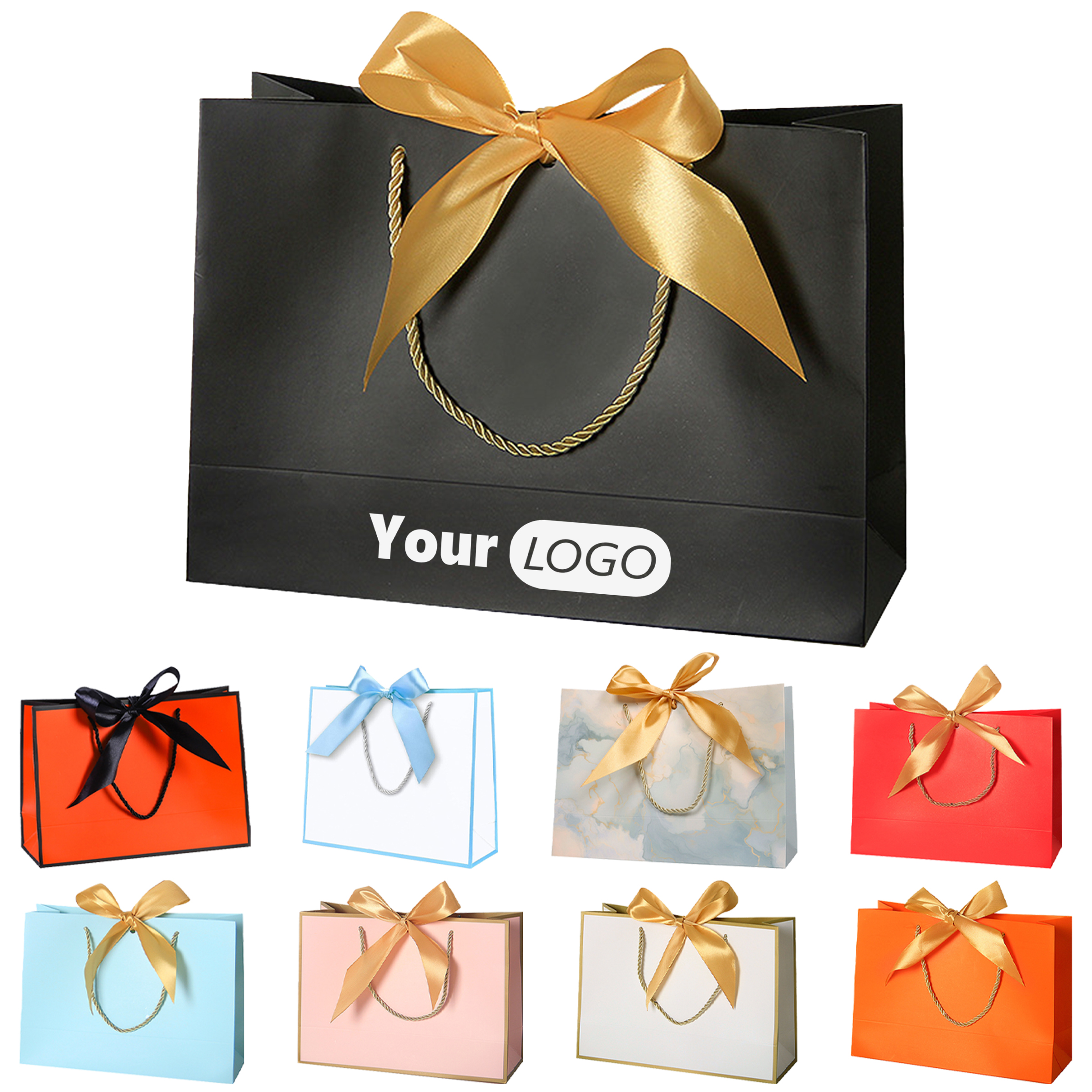 Paper Customizable Gift Bag With Bow Tie 12