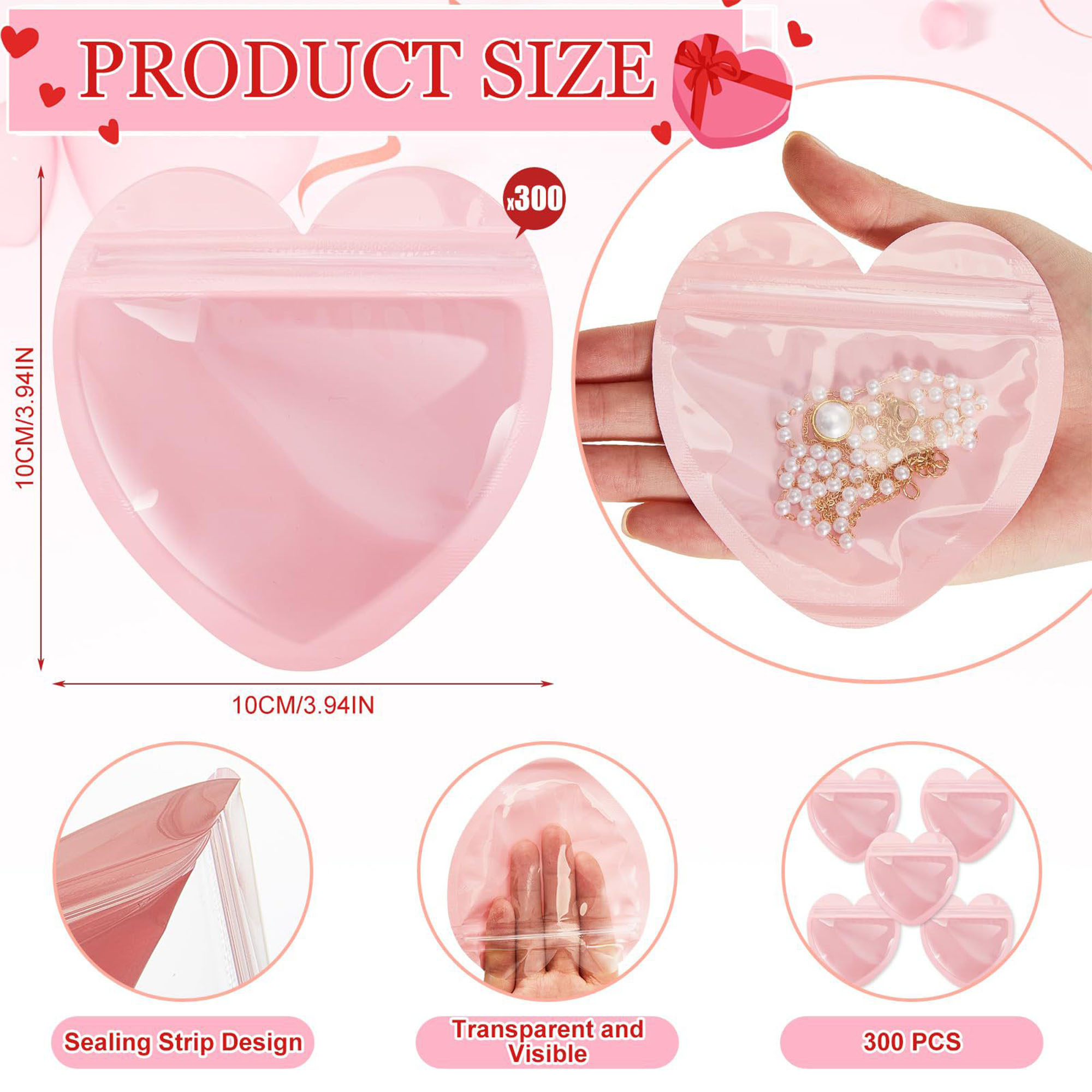 PVC Heart-Shaped Resealable Bags 9