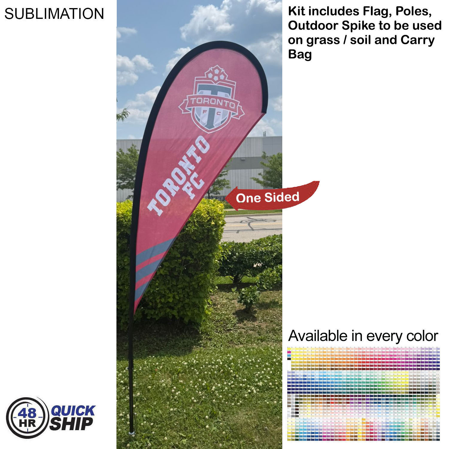 48Hr Quick Ship - 7.5' X-Small Tear Drop Flag Kit, Full Color Graphics One Side 6