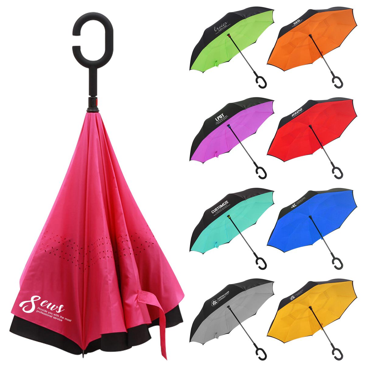 Folding Inverted Umbrella With C-shaped Handle