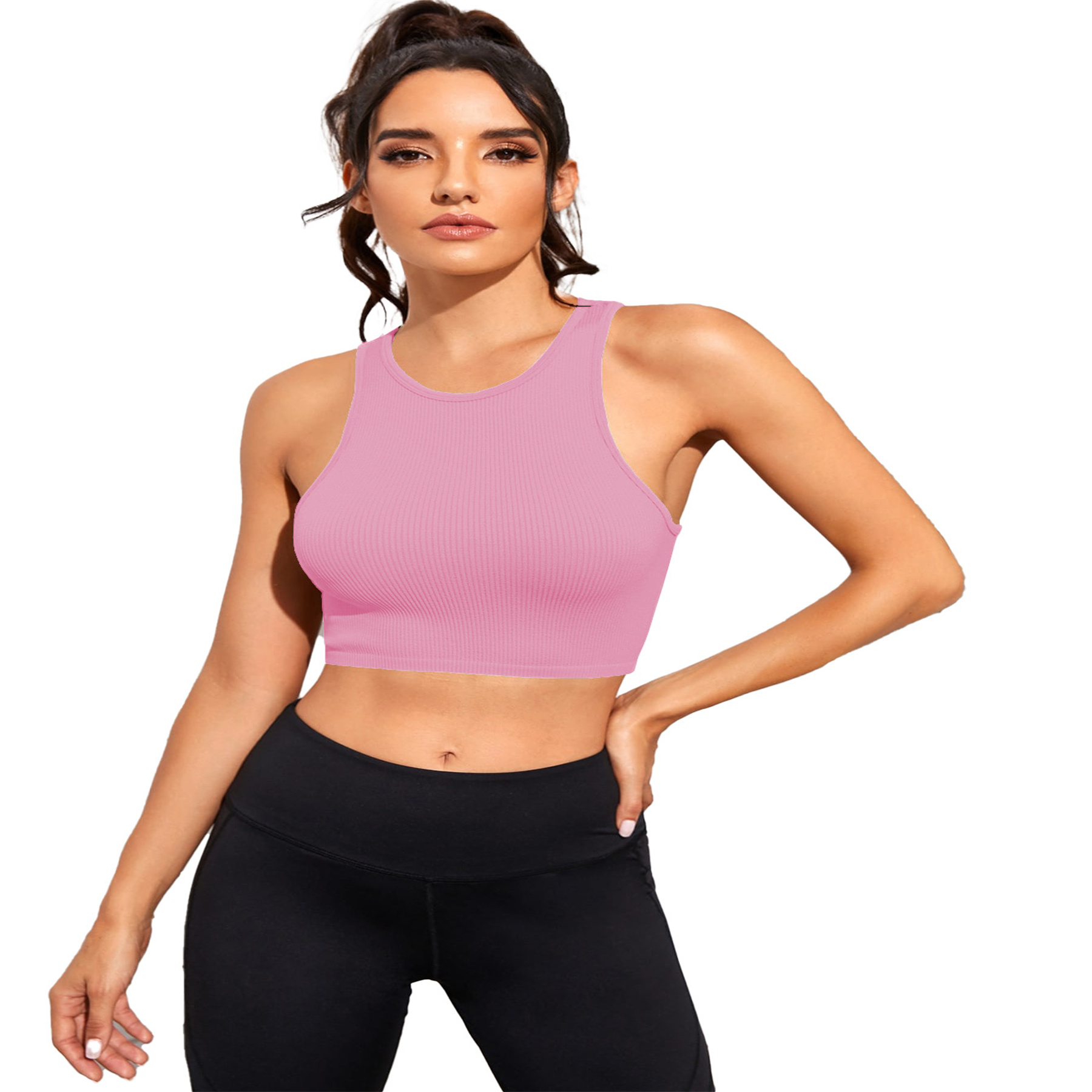Womens Ribbed Longline Sports Bra 7
