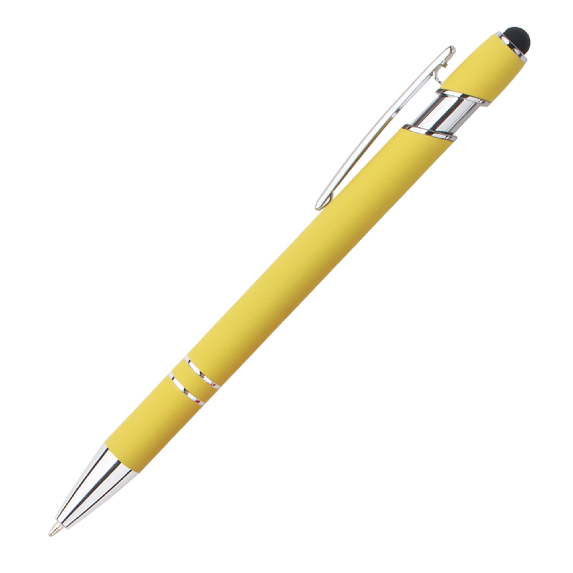 Retractable Metal Ballpoint Pen With Stylus Tip Black Ink 52