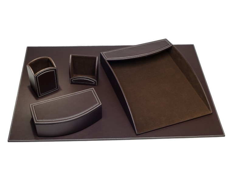 Dacasso Colors 5 Pieces Leatherettee Desk Set Brown