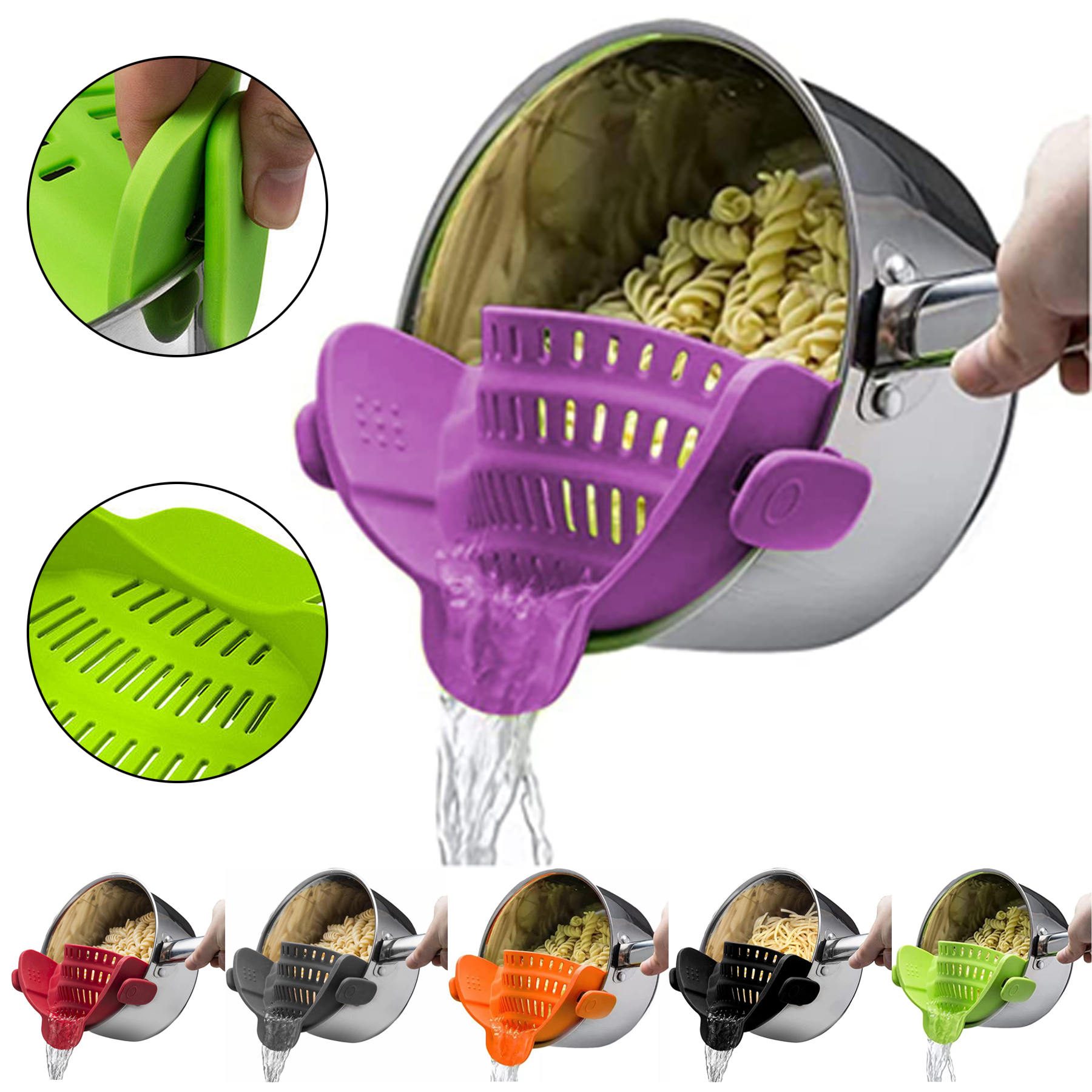Adjustable Silicone Clip On Strainer for Pots 4