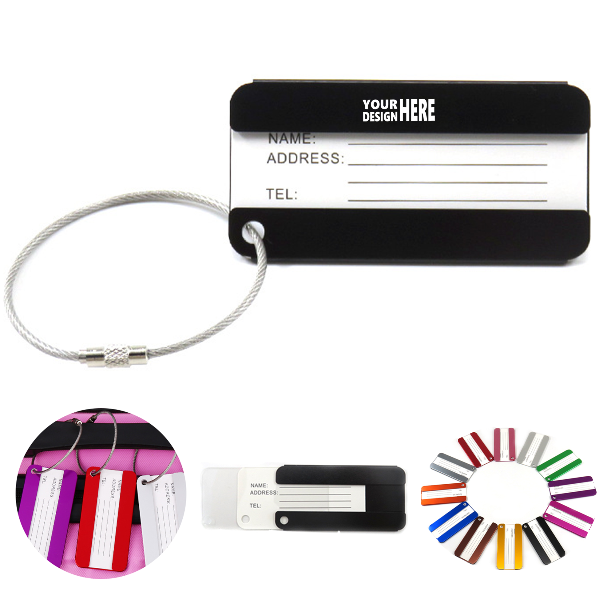 Aluminum Alloy Privacy Luggage Tags with Key Ring 4