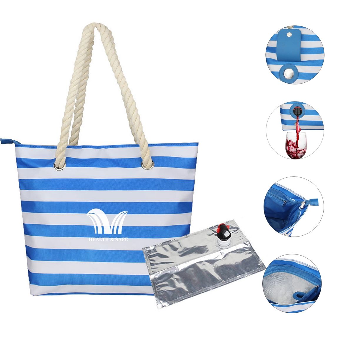 Beach Wine Tote Bag With Hidden Spout - Thumbnail 2