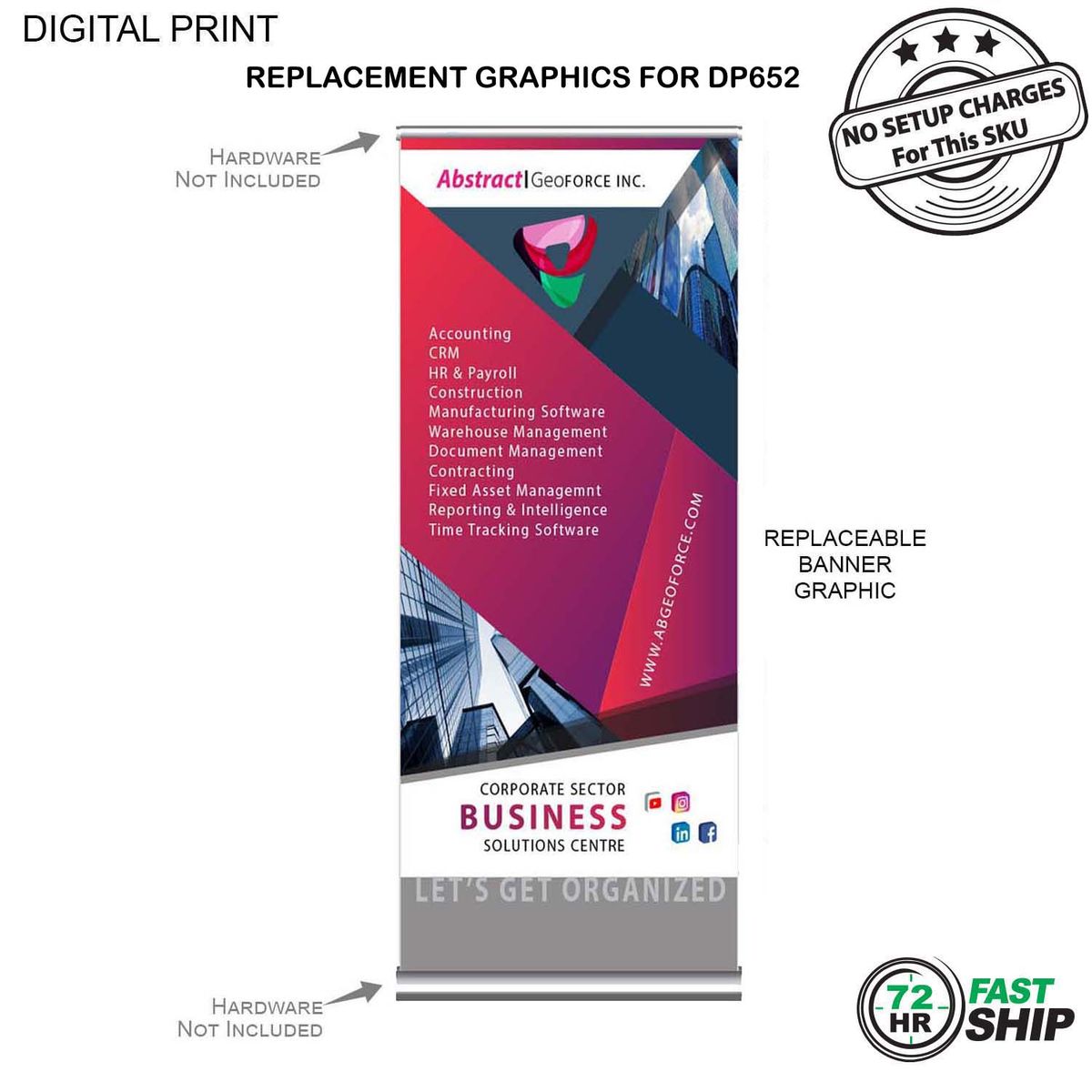 fiel 72 Hr Fast Ship - Replacement Graphics for Deluxe Wide Base Retractable Banner NO SETUP CHARGE #DP952-2
