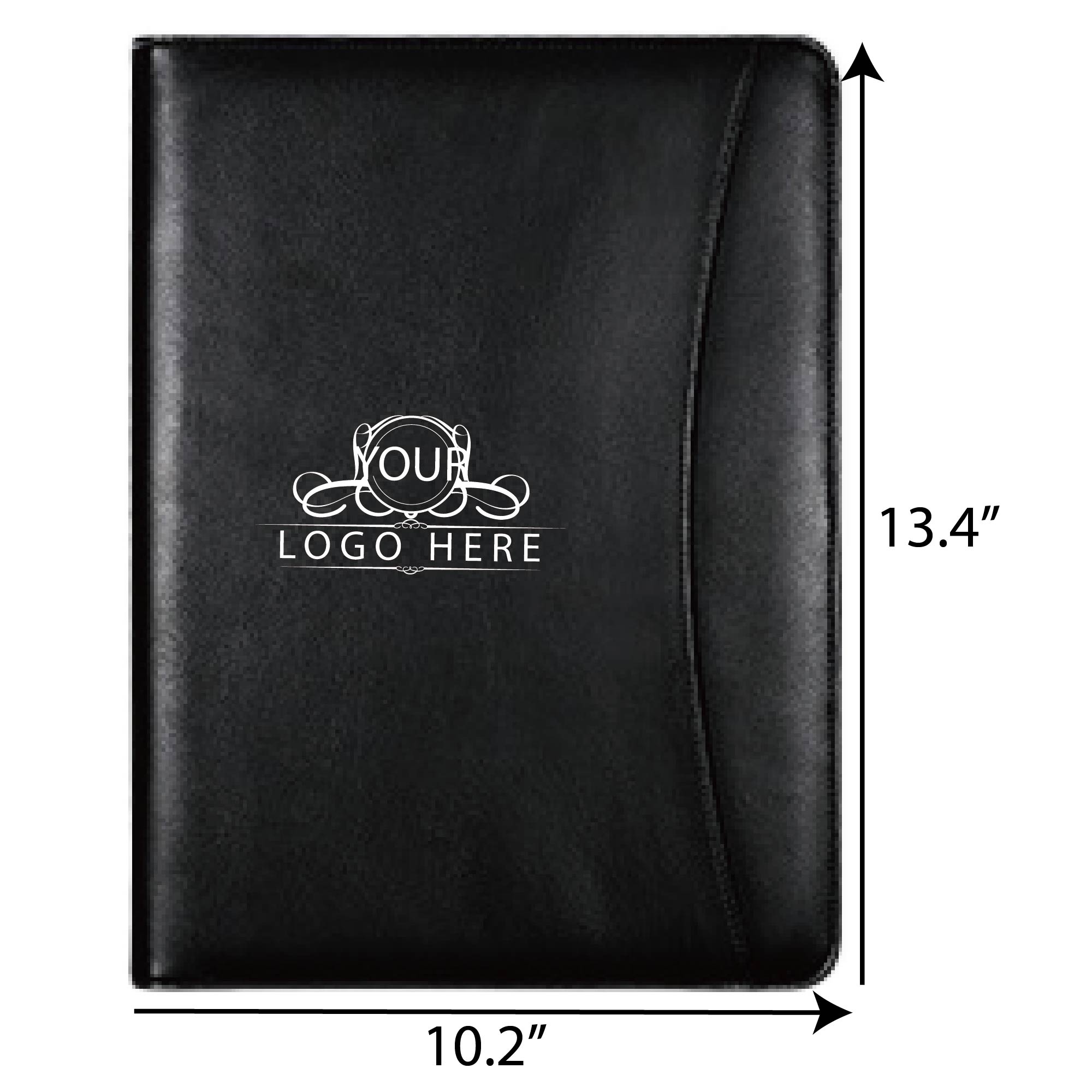 PU Leather Padfolio w/Zipper Closure, 10