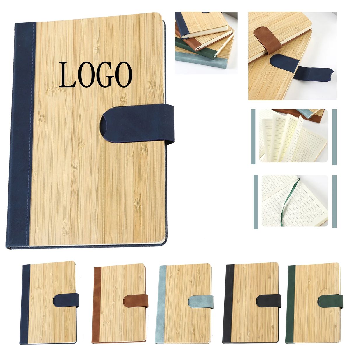 200Pages A5 Bamboo Lined Journal  Notebook Magnetic Buckle