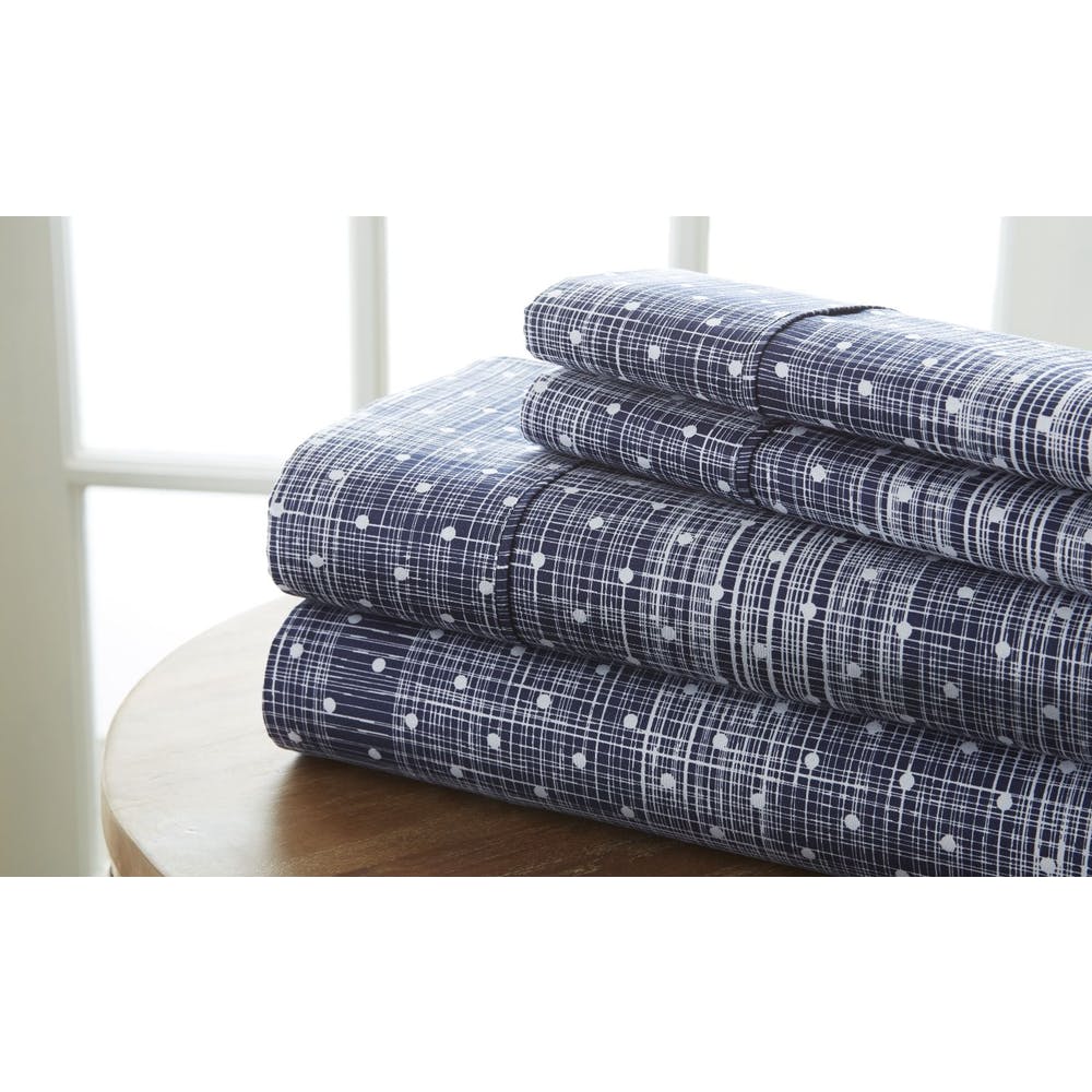 Premium Sheet Sets - Navy Queen Polka Dot Design 4 Piece 3