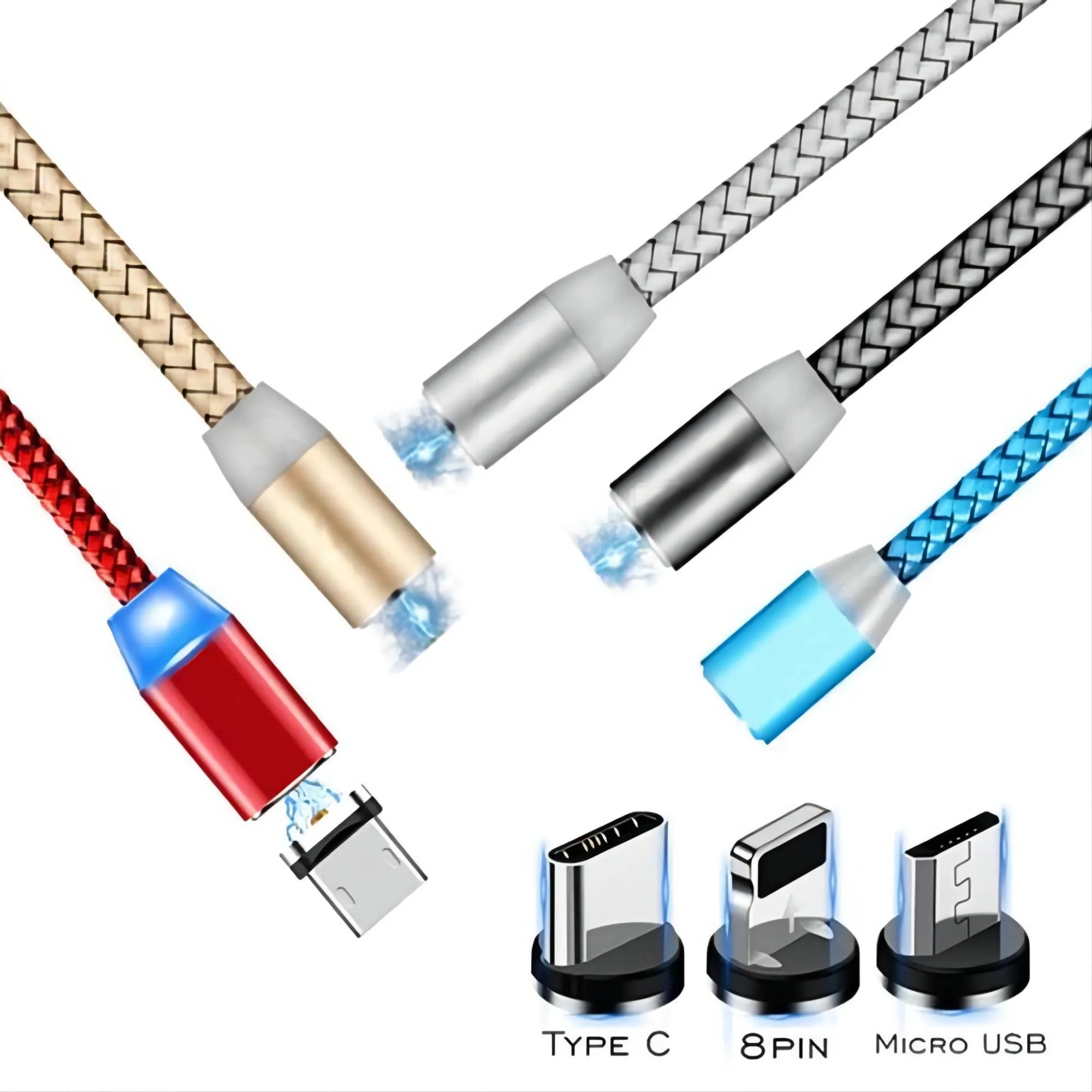 Magnetic 3-In-1 Travel Data Cable MOQ 100PCS 9