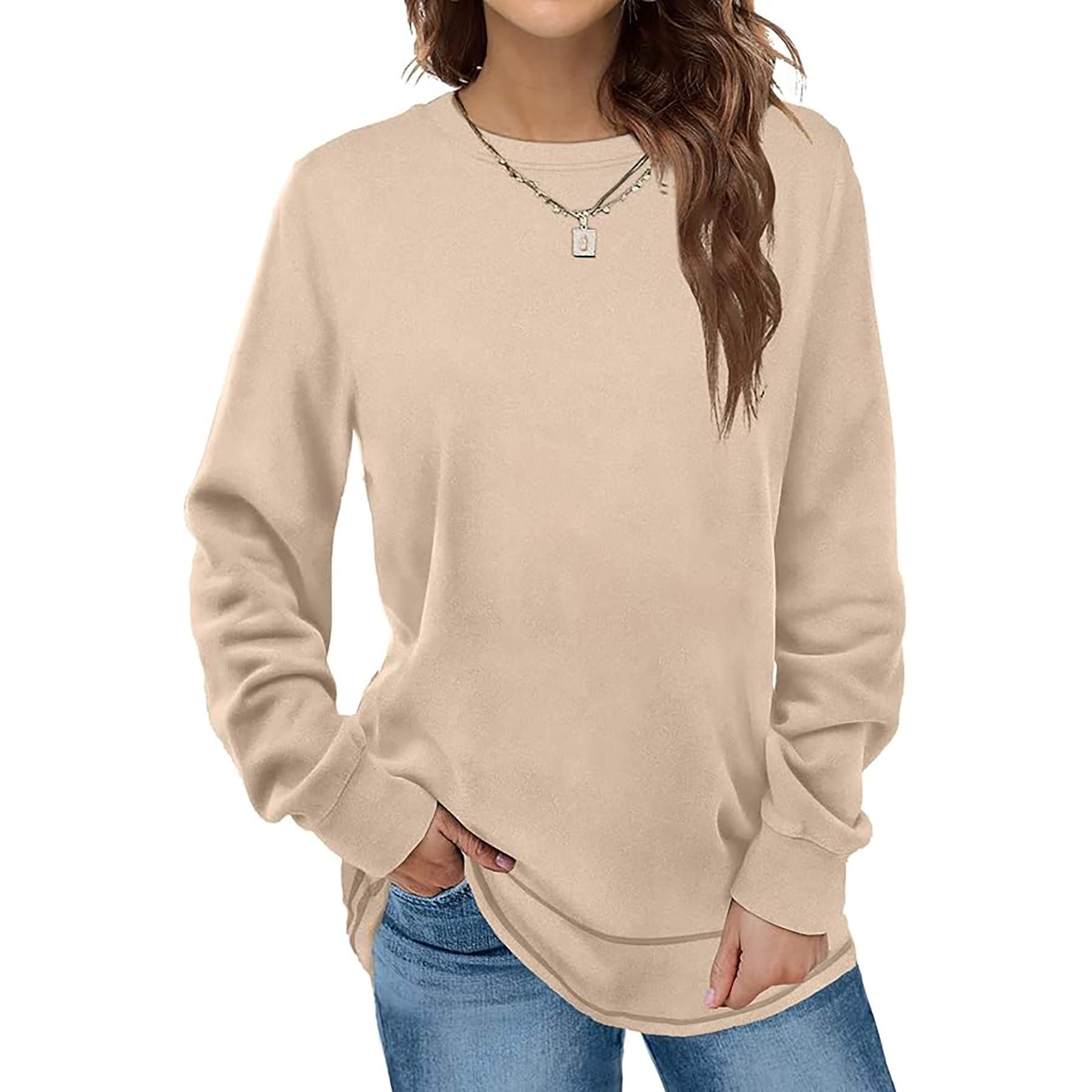 Women's Round Neck Long Sleeve Shirt 71