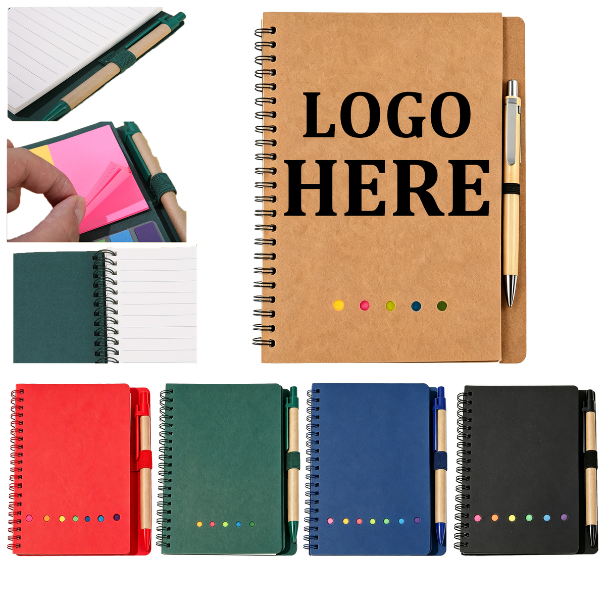 Mini Spiral Sticky Notes Notebooks With Pen for School