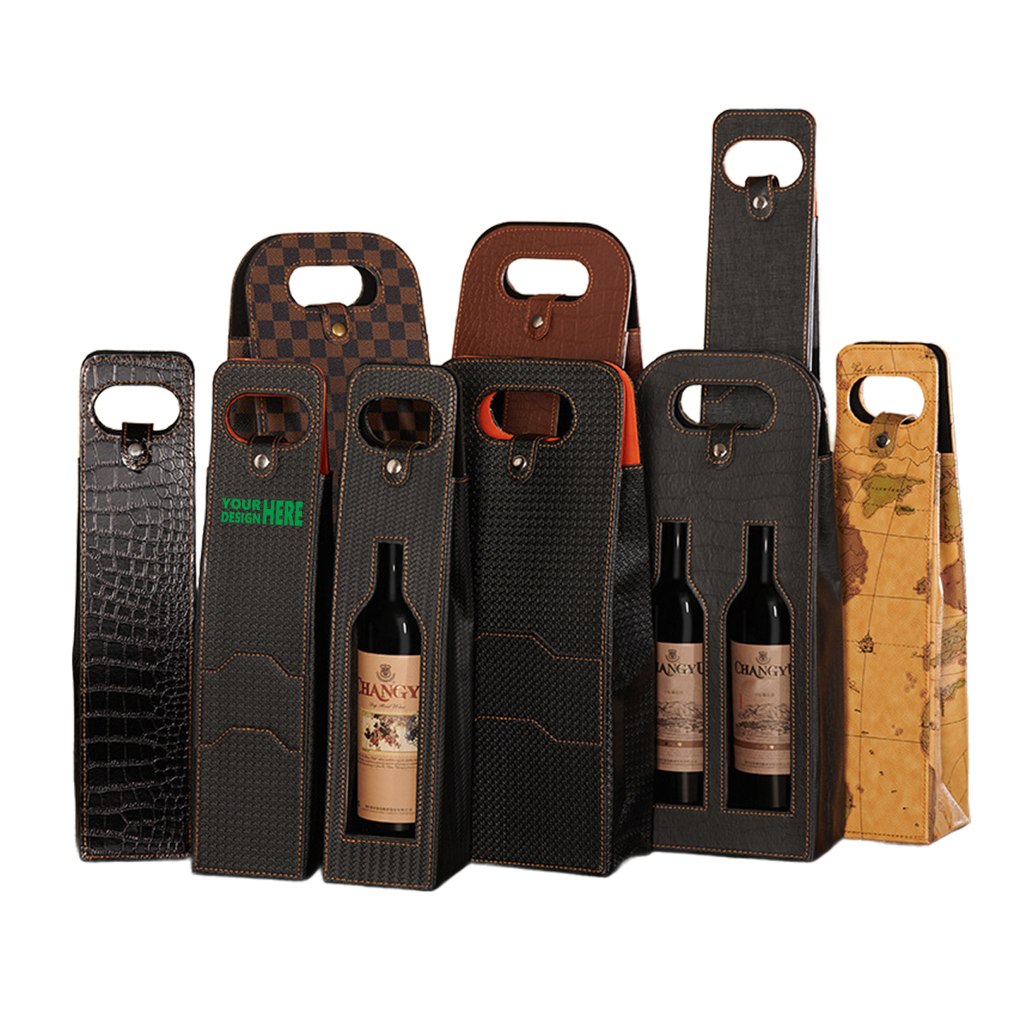 MOQ50 Stylish Wine Gift Bag for Two Bottles with Window 3