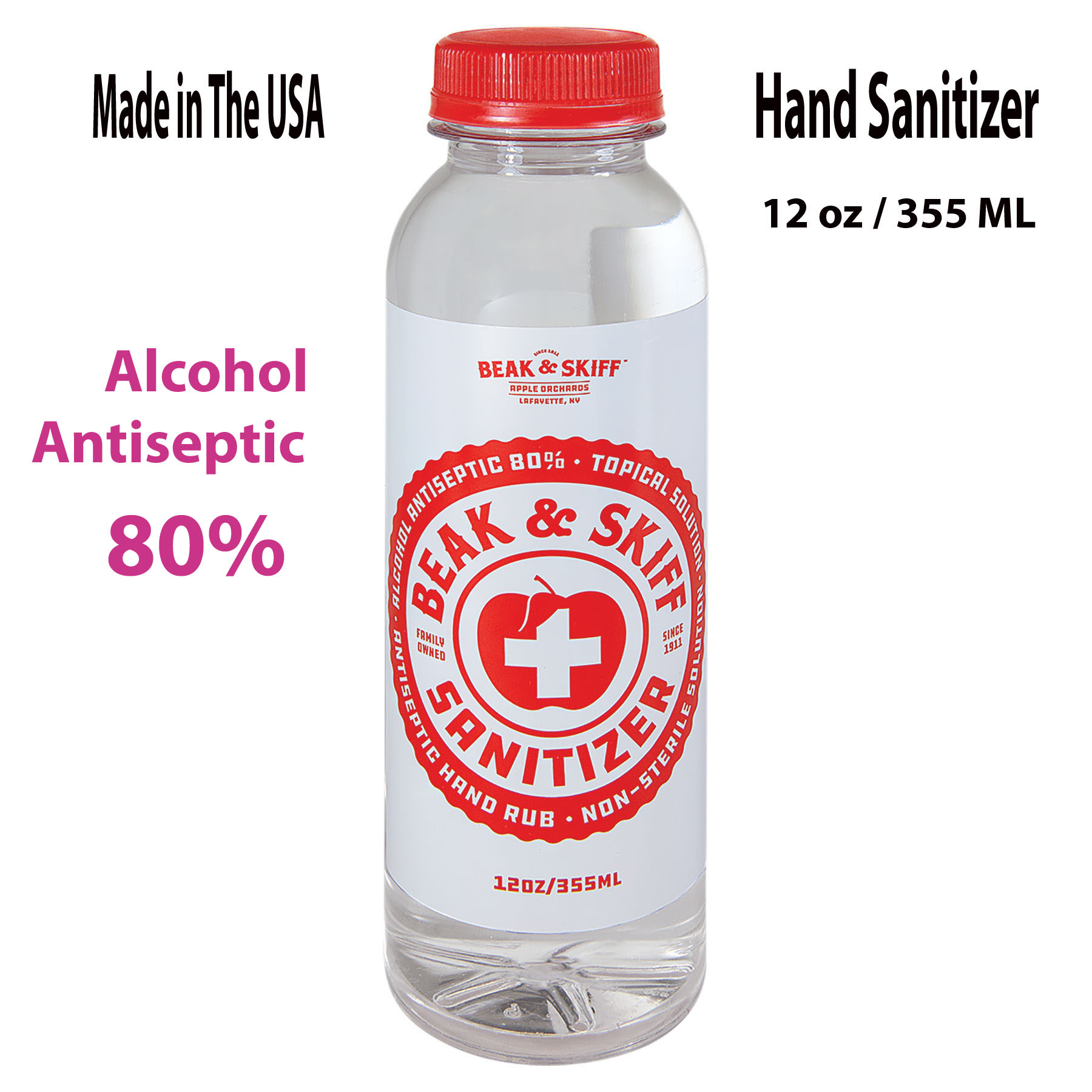 12 oz. Liquid Hand Sanitizer 80% Alcohol Antiseptic Made in USA