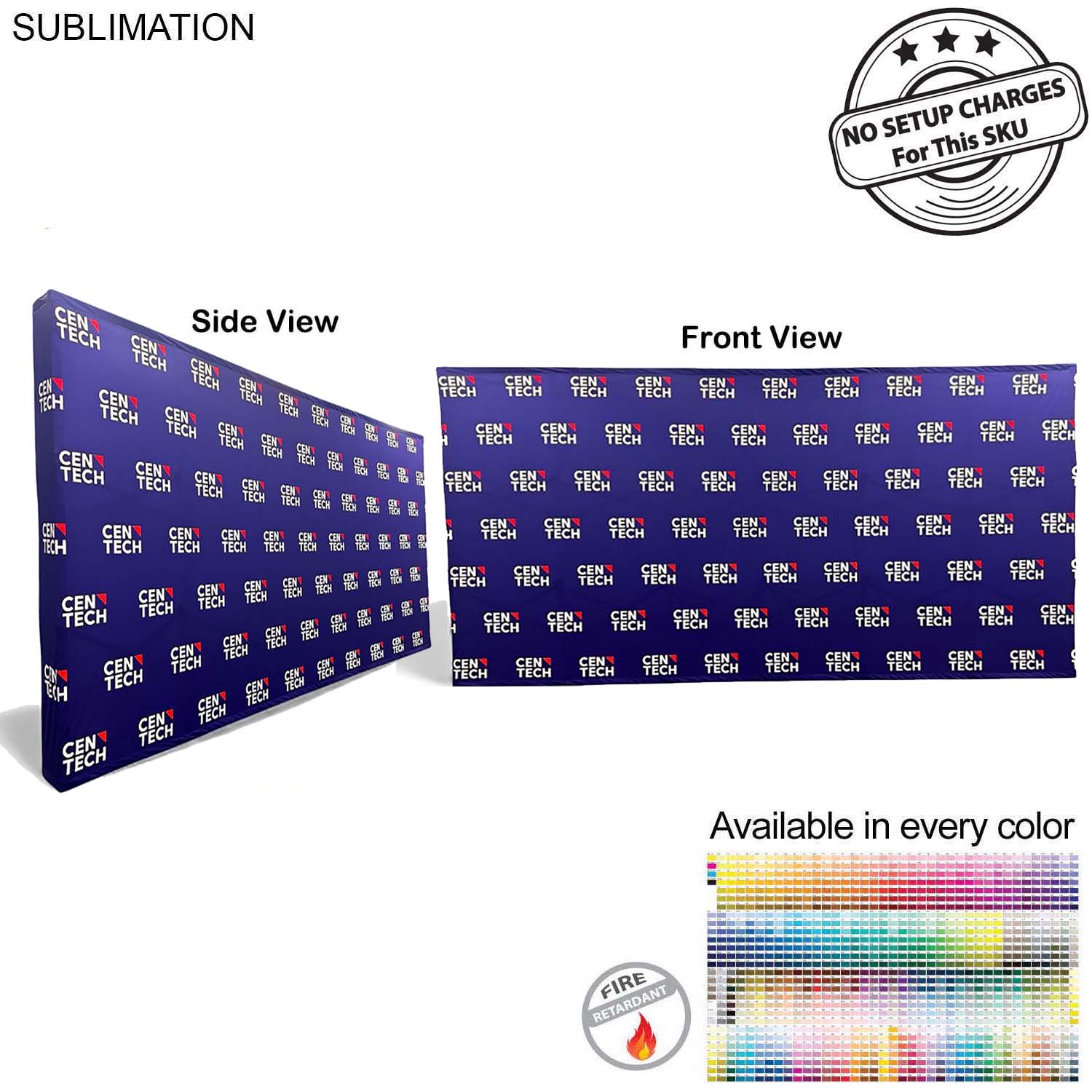 15' Straight Wall Full Height Tension Fabric Pop-up Display Kit with Wrap End Caps, NO SETUP CHARGE