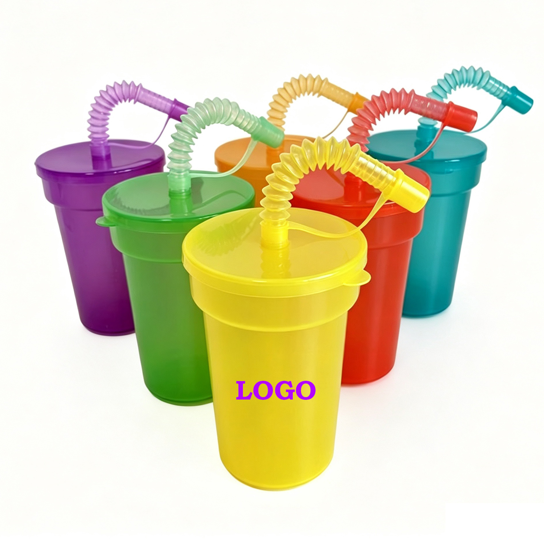 12oz Plastic Party Cup with Lid and Flexible Straw 3