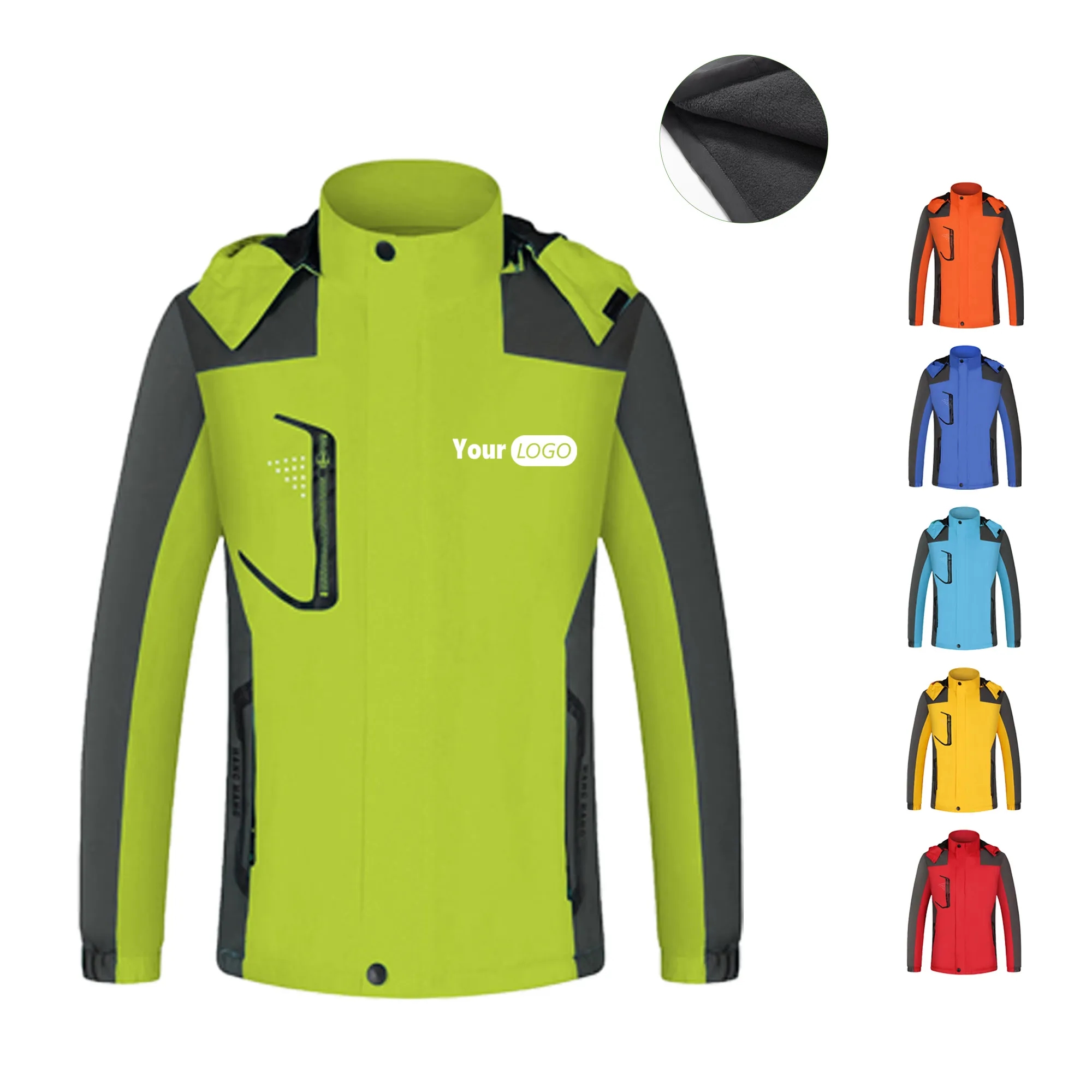 Fleece Lined Rain Jacket MOQ 50PCS