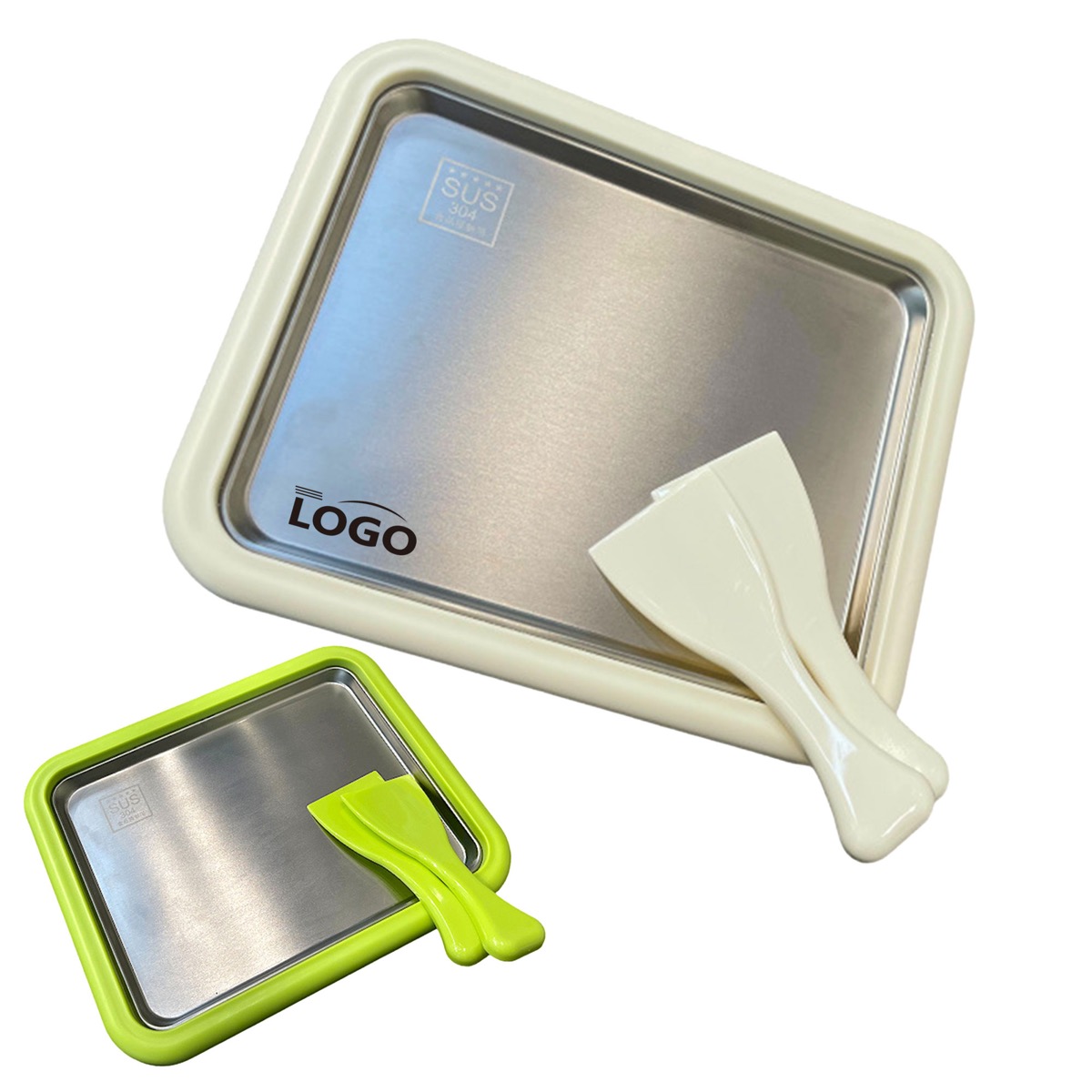 304 Stainless Steel Ice - Frying Tray with Scrapers 4