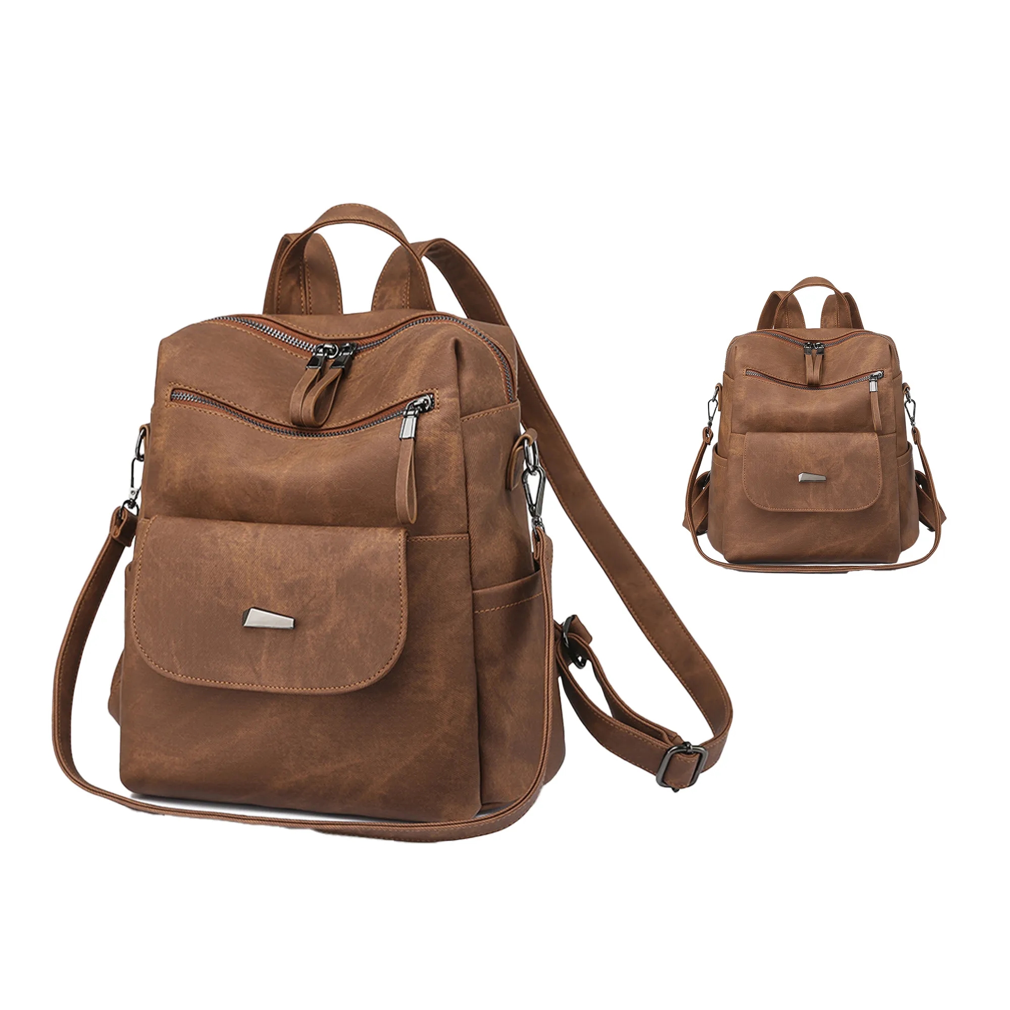 PU Leather Convertible Backpack 14