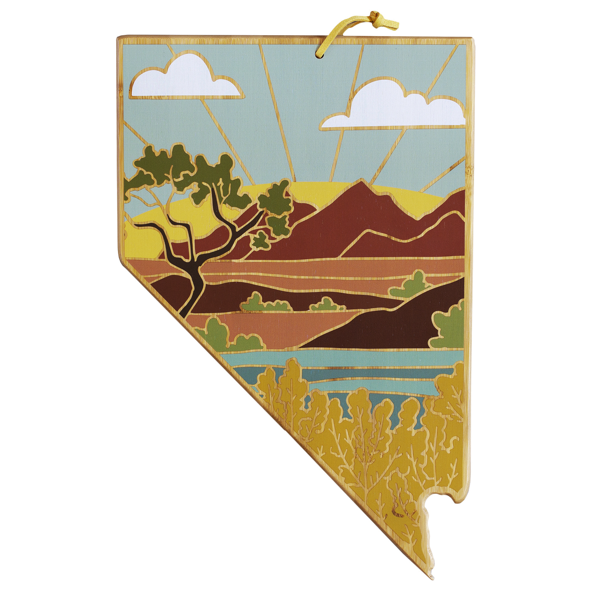 Nevada State Shaped Cutting and Serving Board with Artwork by Summer Stokes