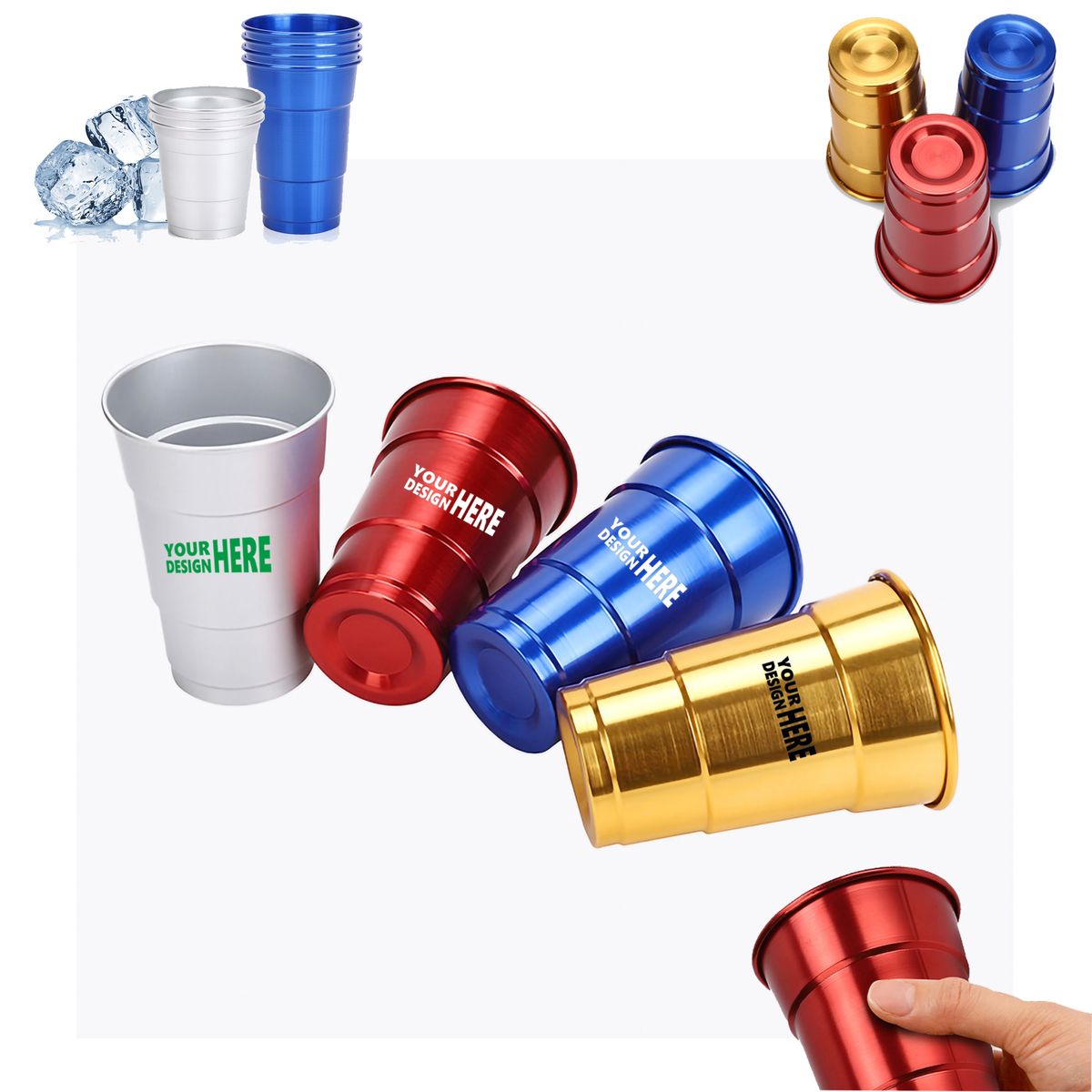 MOQ50 16oz Custom Reusable Stadium Party Beer Aluminum Cup 6