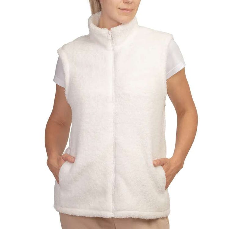 Women's Sherpa Vests Ivory Large 3