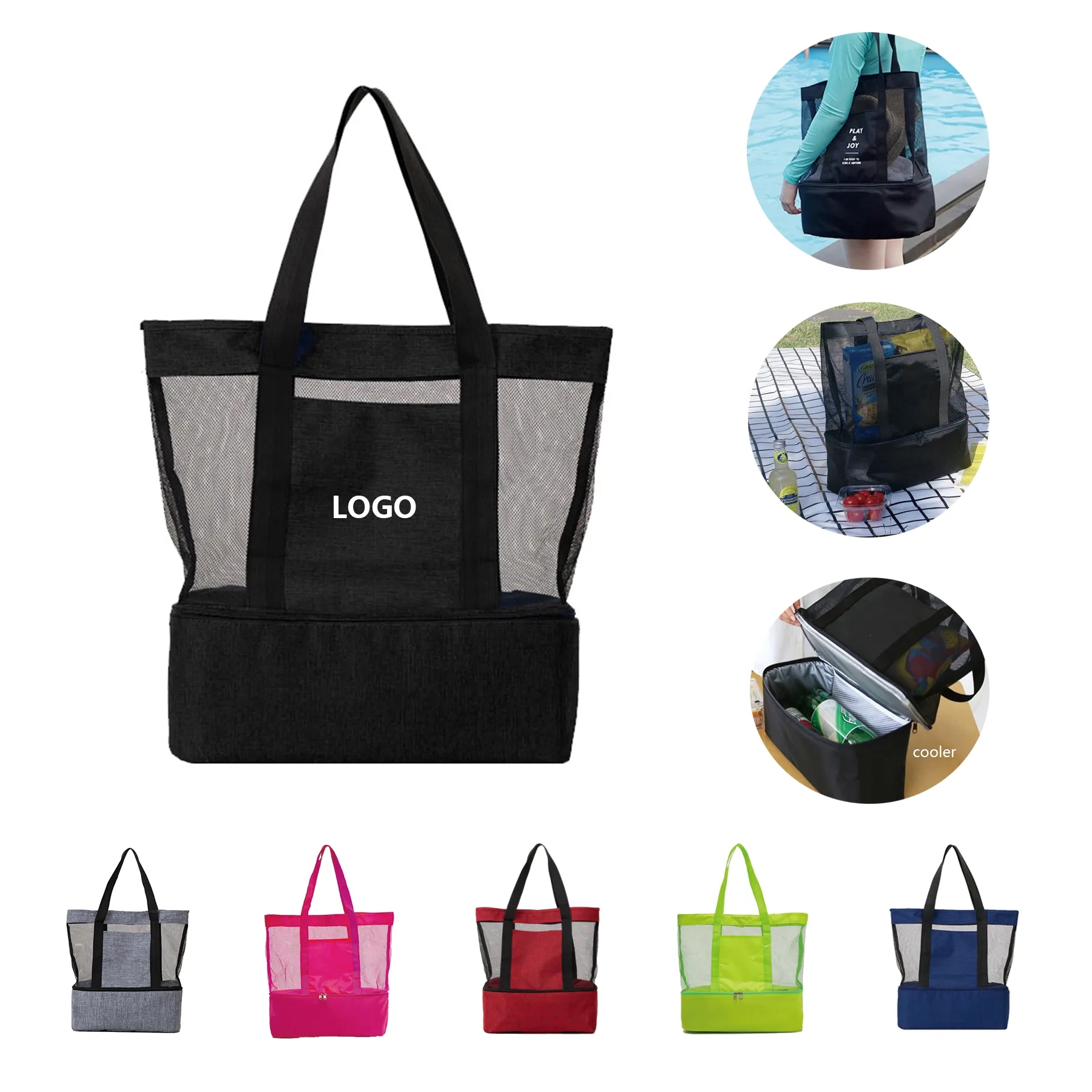 2 In 1 Mesh Tote Bag with Cooler 12