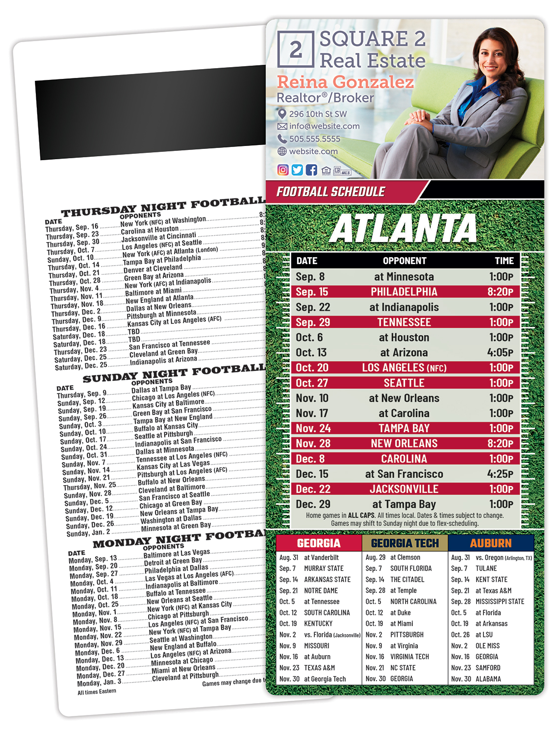 Football Schedule Laminated Card/Postcard with Magnet Strip 3.5x8.5 - 14 pt.