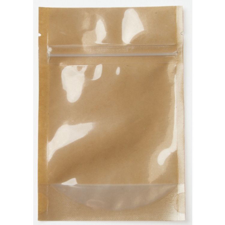 One Color Stand Up Kraft Pouch w/Clear Back (5"W x 8"H x 2.5"D) 6