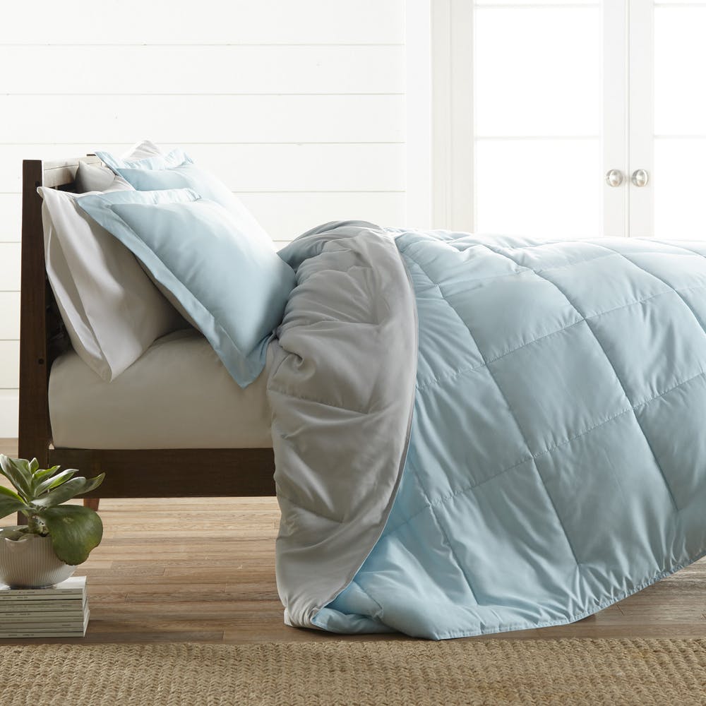 Down Alternative Comforter Sets - Aqua Twin Reversible 3