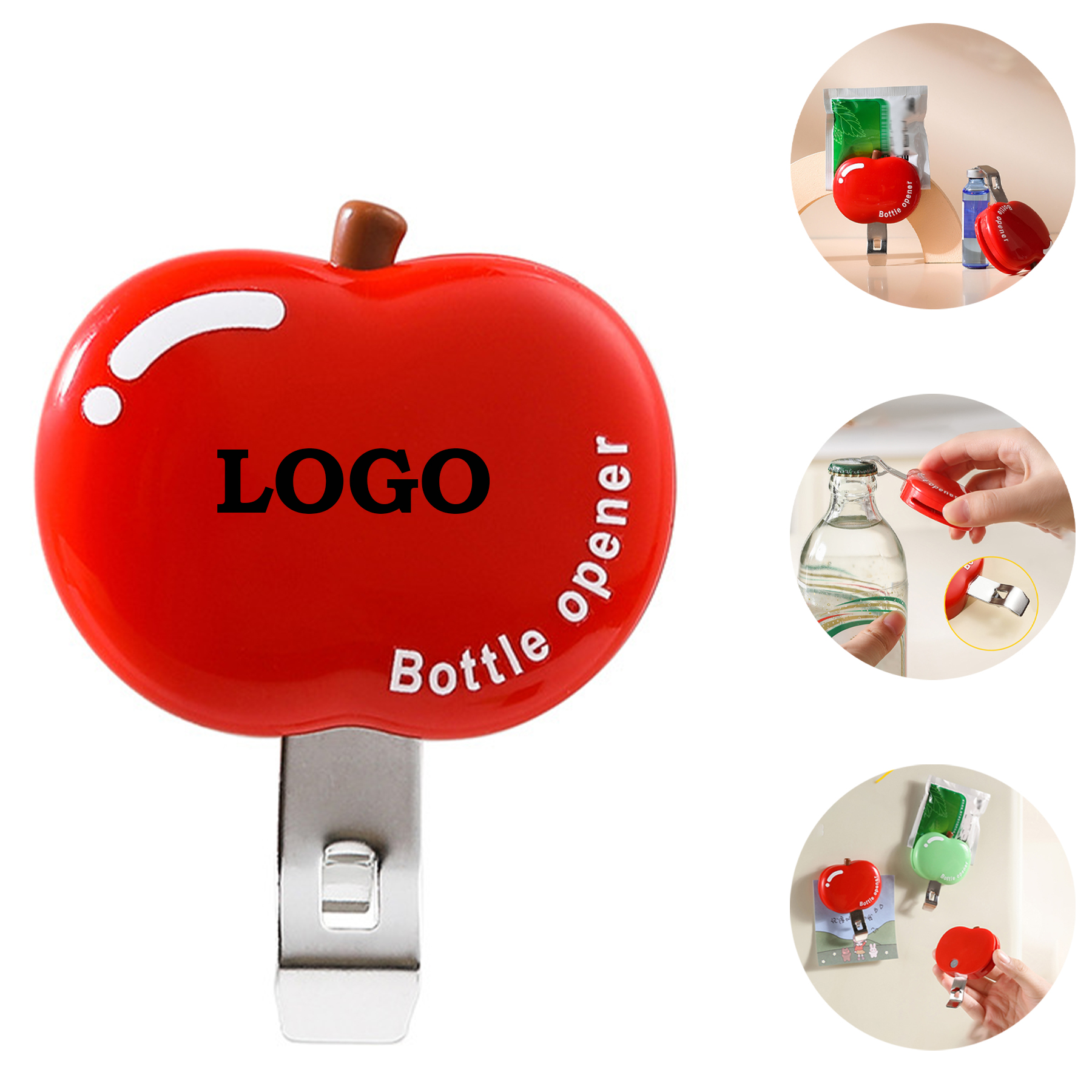 3 in 1 Apple Magnetic Bottle Opener Bag Clip Fridge Magnet 2