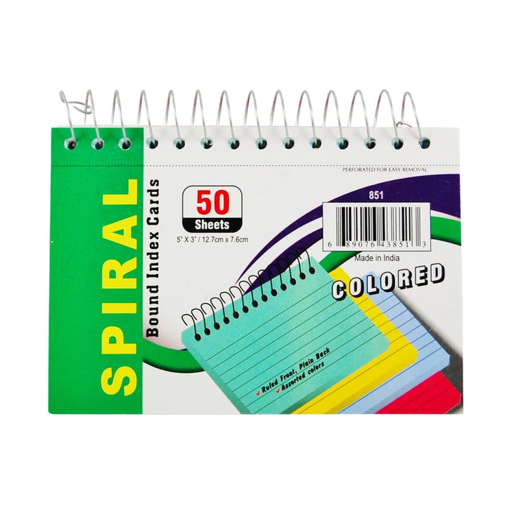Spiral Bound Index Cards - Ruled 3" x 5" 3