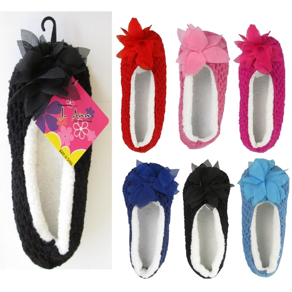 Women's Slipper Socks - Flower Design Size 9-11 2