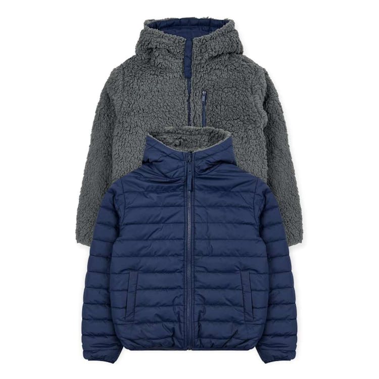 Boys' Sherpa Lined Reversible Jacket - Navy 4-7 3