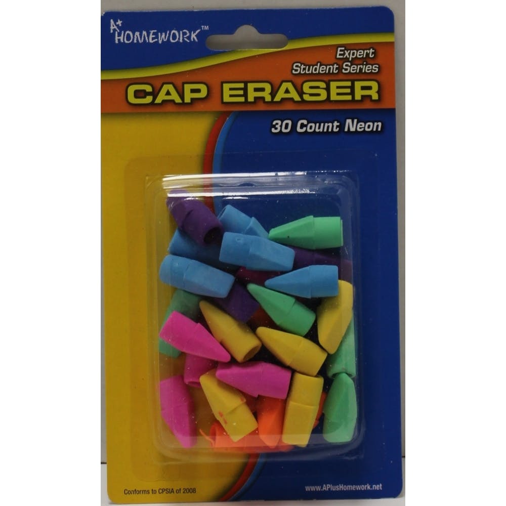 Erasers - Pencil Cap 30 Count Assorted Colors 3