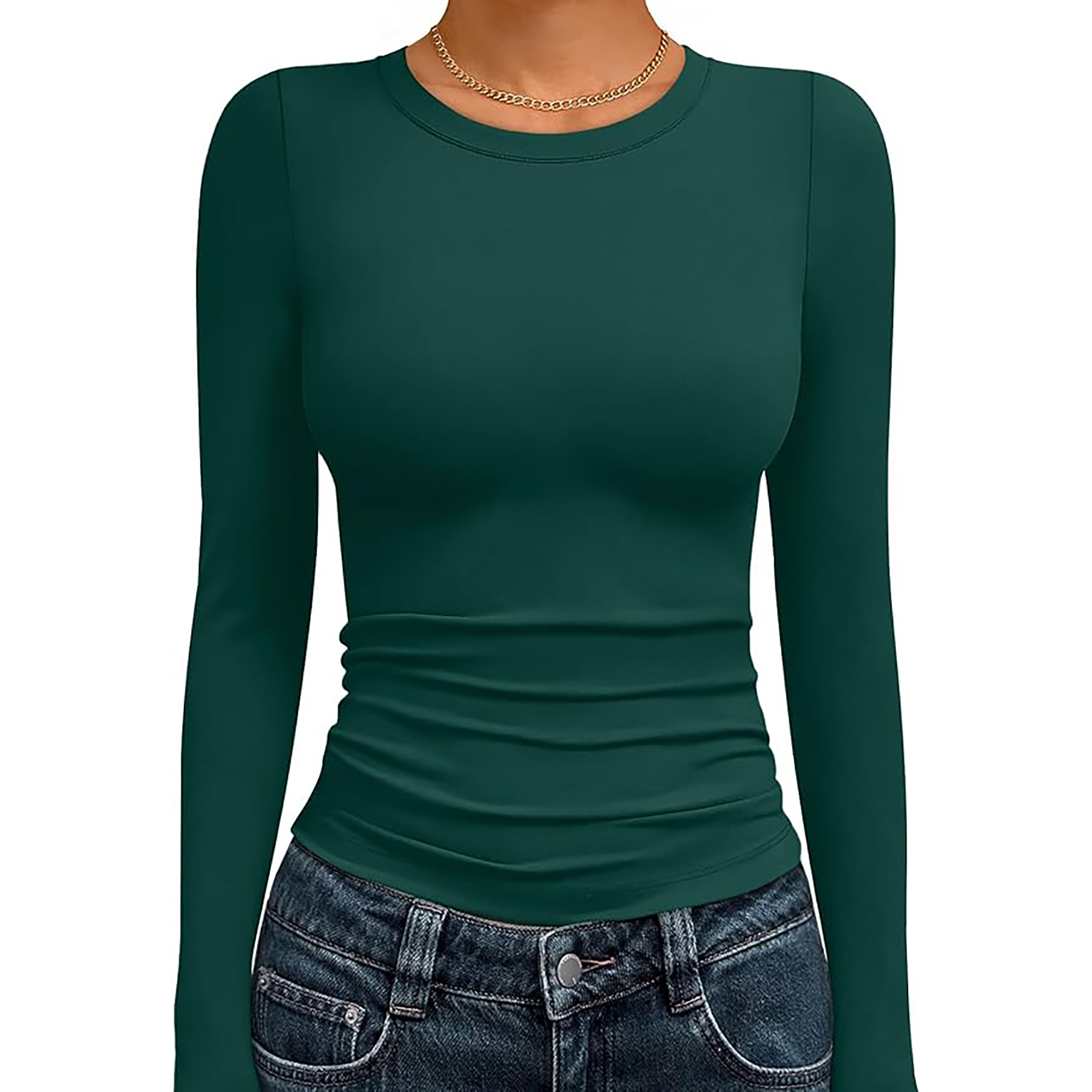 Women's Basic Round Neck Crop Top 82