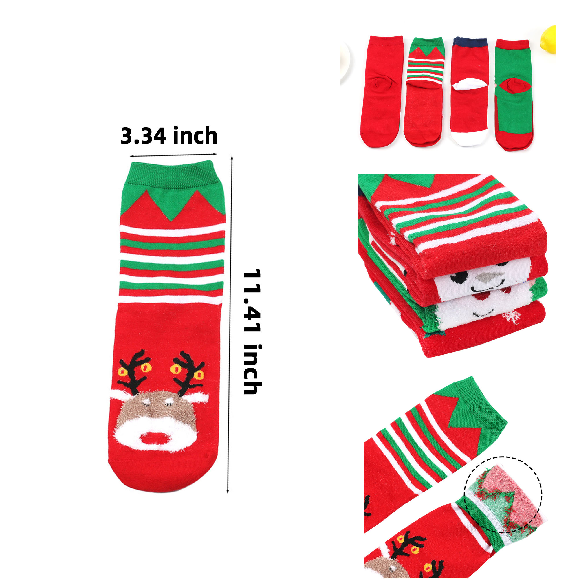 Christmas Socks Polyester Embroidered Design 3