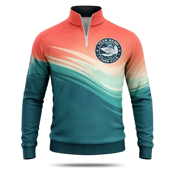 Sublimated Long Sleeve Fishing Quarter Zip Shirt 180G Mesh